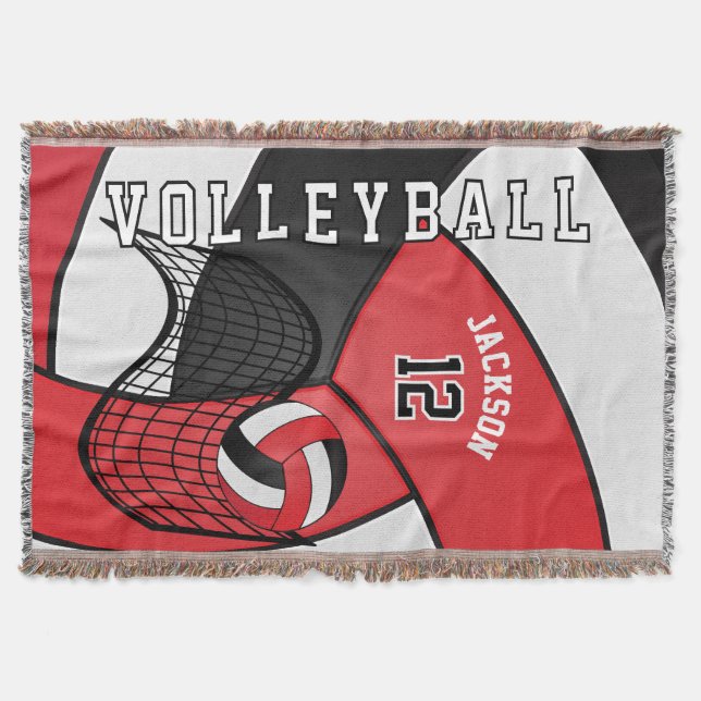 Couverture Volley 🏐 Sport Ball en Rouge, Blanc et Noir (Devant)