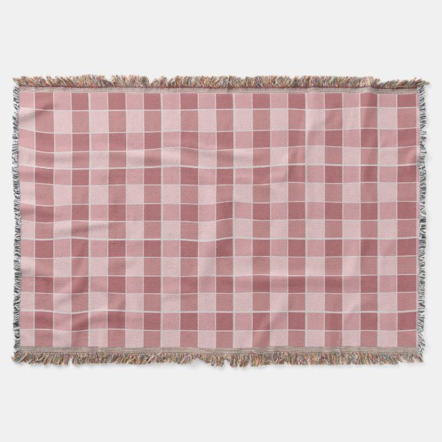 Couverture Warm Blush Checkerboard Pattern Soft Pink & Terrac (Devant)