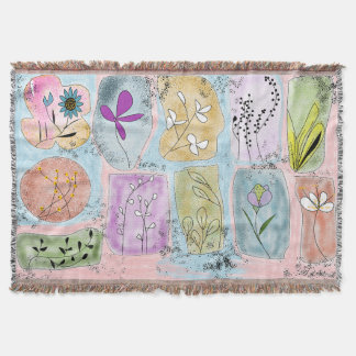 Couverture Watercolor Whimsical Flowery Doodle Throw Blanket
