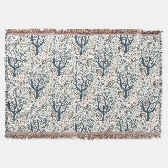 Couverture Whimsical Folk Art Forêt Tons Terre (Devant)