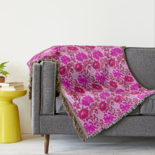 Couverture William Morris Chrysanthemums, Bourgogne et rose