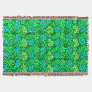 Couverture William Morris Chrysanthemums, Lime Green & Aqua