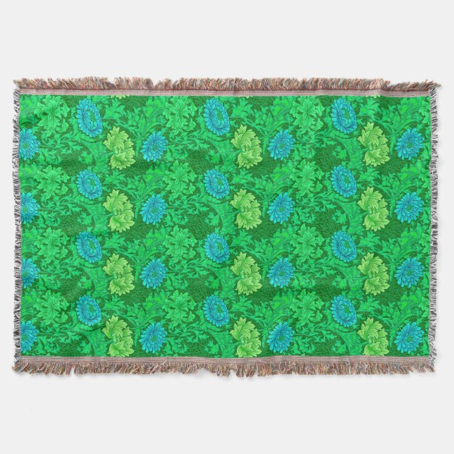 Couverture William Morris Chrysanthemums, Lime Green & Aqua (Devant)