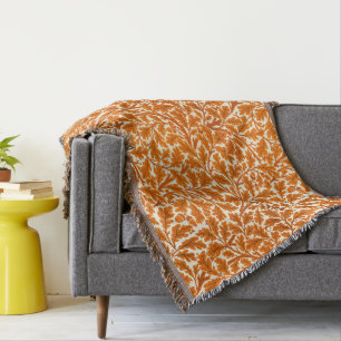 Couverture William Morris Feuilles de chêne, rouille orange e