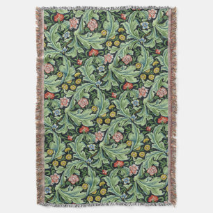 Couverture William Morris Fleurs florales Carnation vert rose