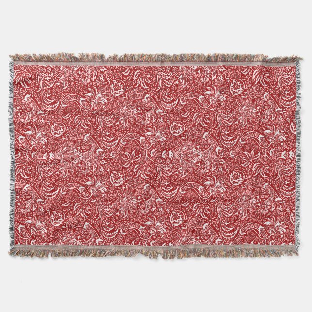 Couverture William Morris Indien, rouge foncé et blanc (Devant)