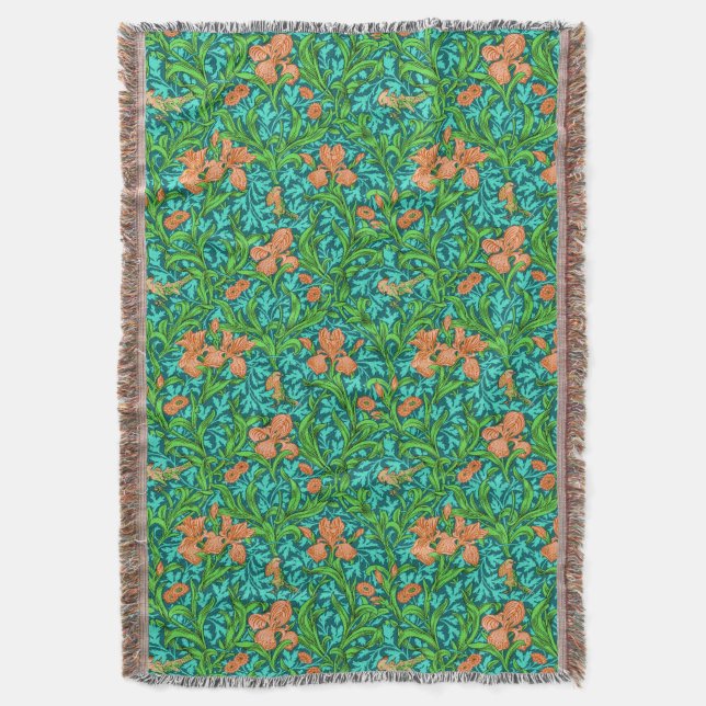 Couverture William Morris Irises, orange et turquoise (devant Vertical)