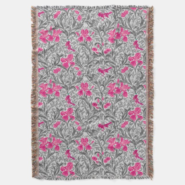 Couverture William Morris Irises, rose et gris argenté / gris (devant Vertical)