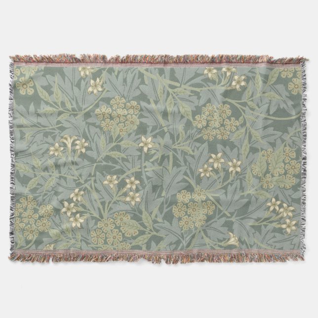 Couverture William Morris Jasmine Bleu Vert Art Botanique (Devant)