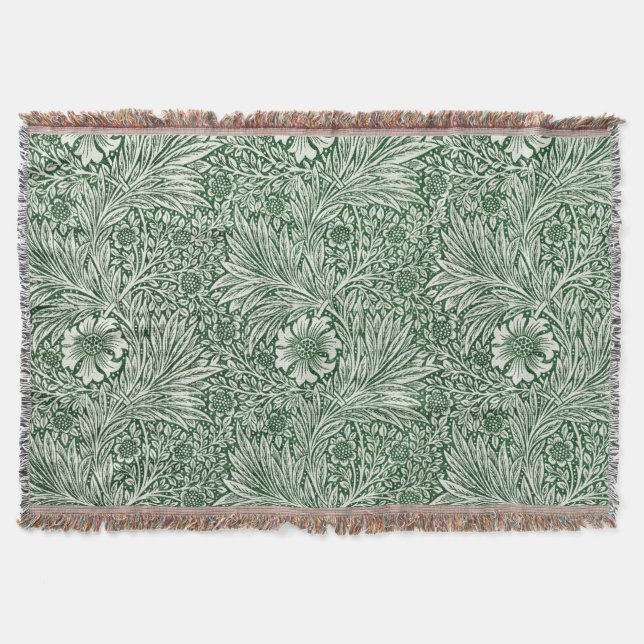 Couverture william morris marigold vert floral fleur (Devant)