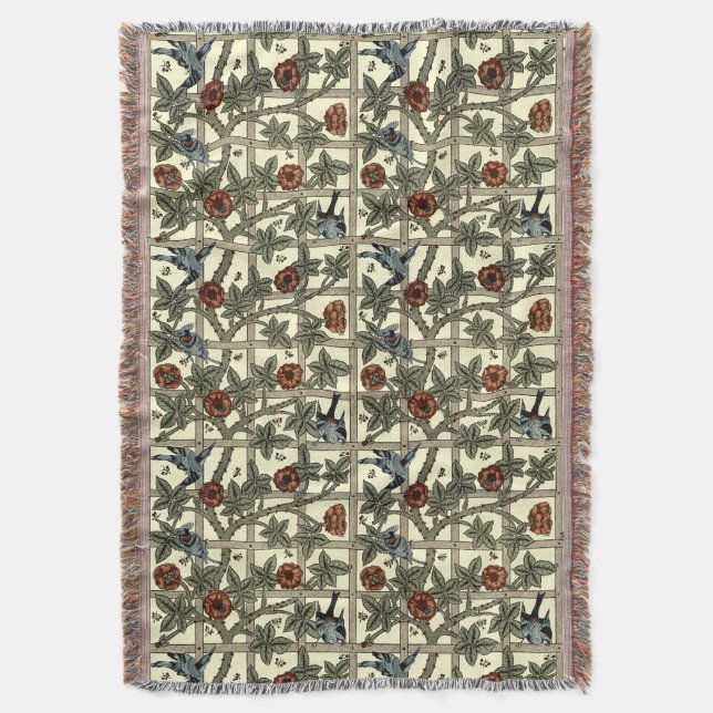 Couverture William Morris Motif Vintage "Trellis" (devant Vertical)