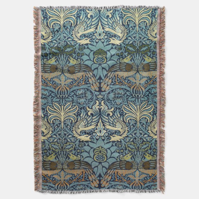 Couverture William Morris Paon et Dragon Tissé (devant Vertical)