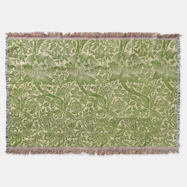 Couverture William Morris Rose & Chardon Floral Vert (Devant)