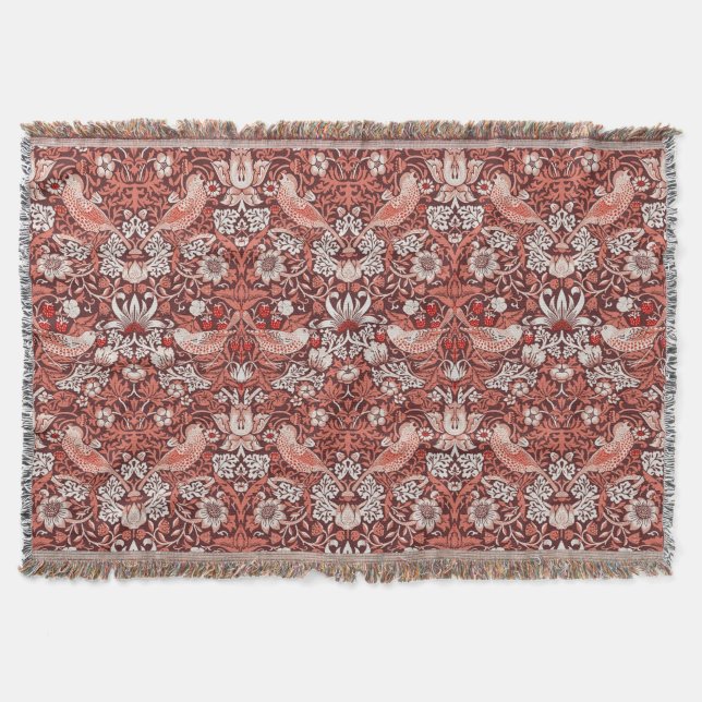 Couverture William Morris Strawberry Thief Oiseau en Terracot (Devant)
