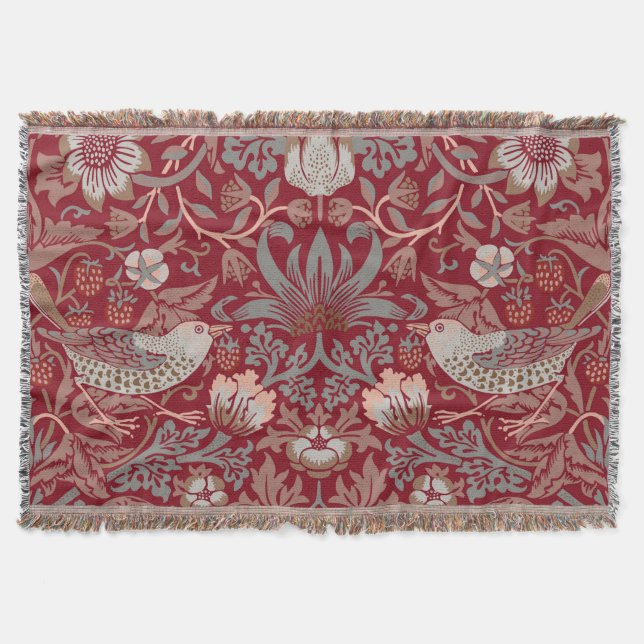 Couverture William Morris Strawberry Thief Rouge (Devant)