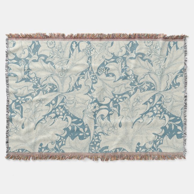 Couverture William Morris Wallflower bleu damas floral (Devant)