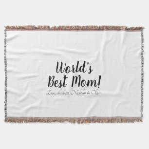 Couverture World’s Best Mom noir blanc script personnalisé él