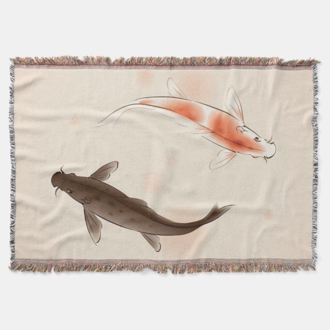 Couverture Yin Yang Koi pêche dans la peinture orientale de (Devant)
