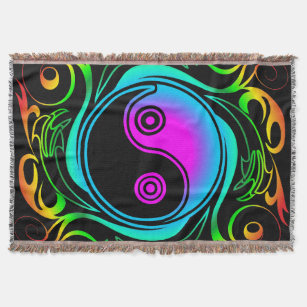 Couverture Yin Yang Psychedelic Rainbow Tattoo
