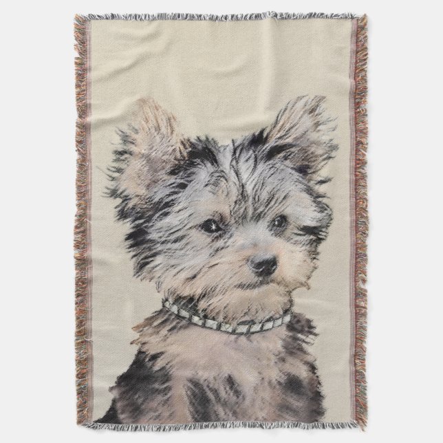 Couverture Yorkshire Terrier Puppy Peinture Chien original (devant Vertical)