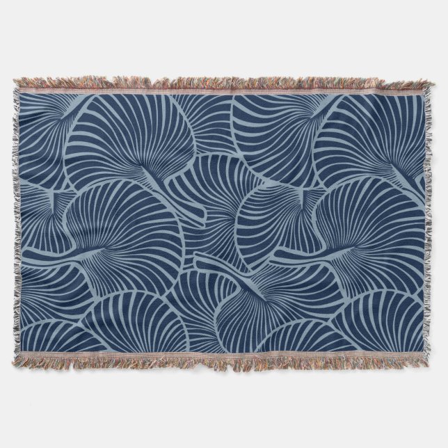 Couverture Zebra Fan Palm Hawaiian Tropical Navy bleu (Devant)