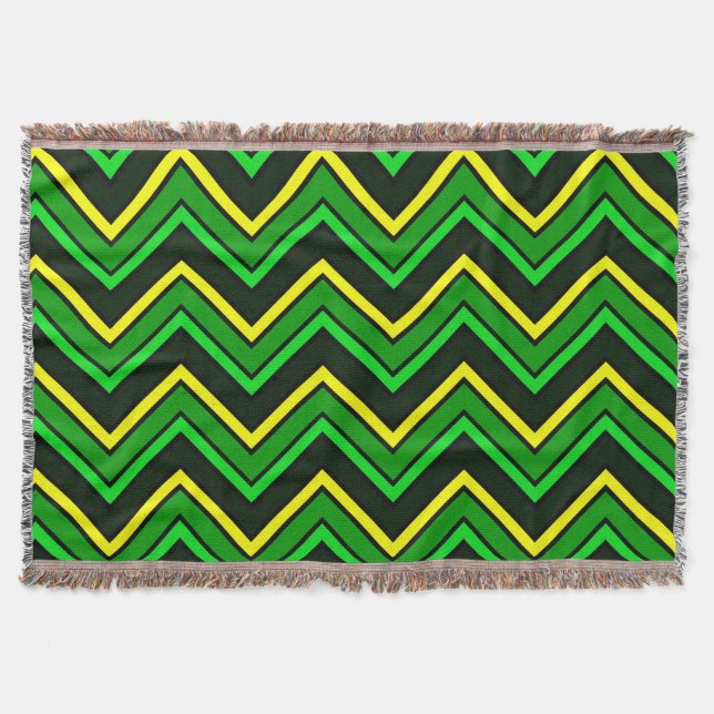Couverture Zigzag de chevron vert, noir et jaune (Devant)