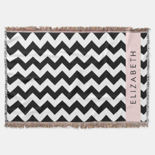 Couverture Zigzag noir et blanc, Motif Chevron, Votre nom