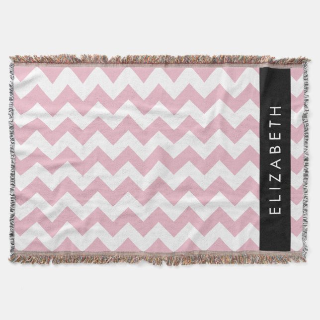 Couverture Zigzag Rose, Chevron Rose, Motif Vague, Votre Nom (Devant)