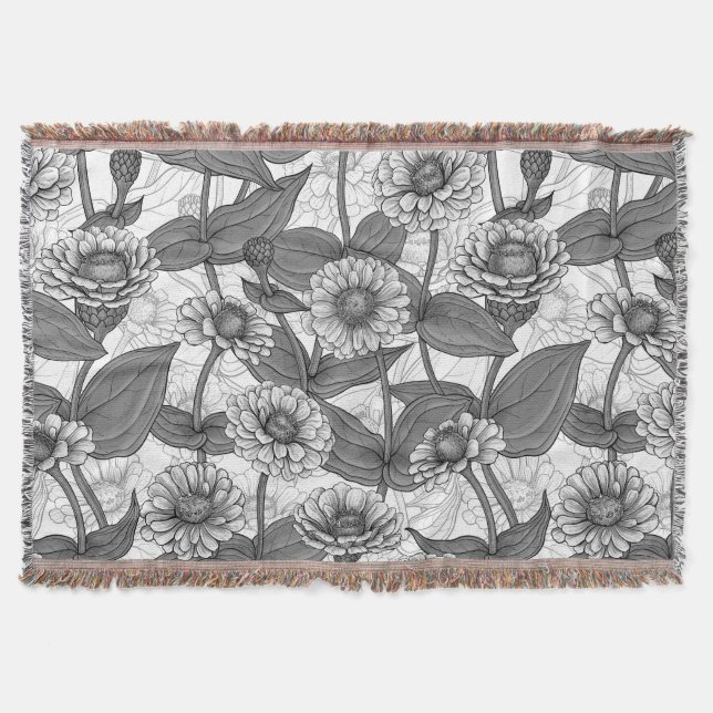 Couverture Zinnias, monochrome sur blanc (Devant)