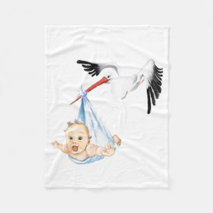 Couvertures bébé en molleton avec cigogne et bébé