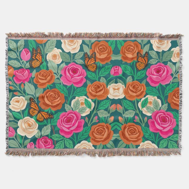 Couvertures de jardin papillon roses gouache abstr (Devant)