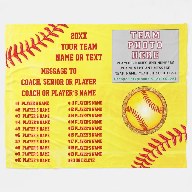Couvertures de softball personnalisées, entraîneur (Devant (Horizontal))