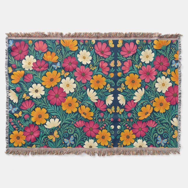 Couvertures Fleurs de Cosmos Scandinaves Abstraite (Devant)