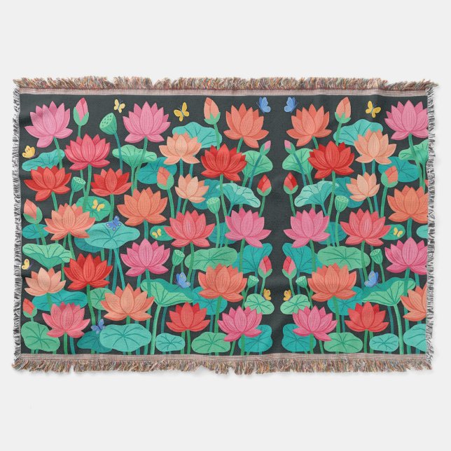 Couvertures Fleurs Papillons Abstraits Lotus (Devant)