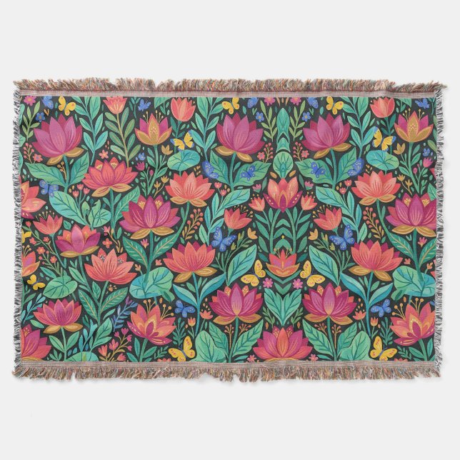 Couvertures Florales Abstraites Boho Lotus Papillo (Devant)