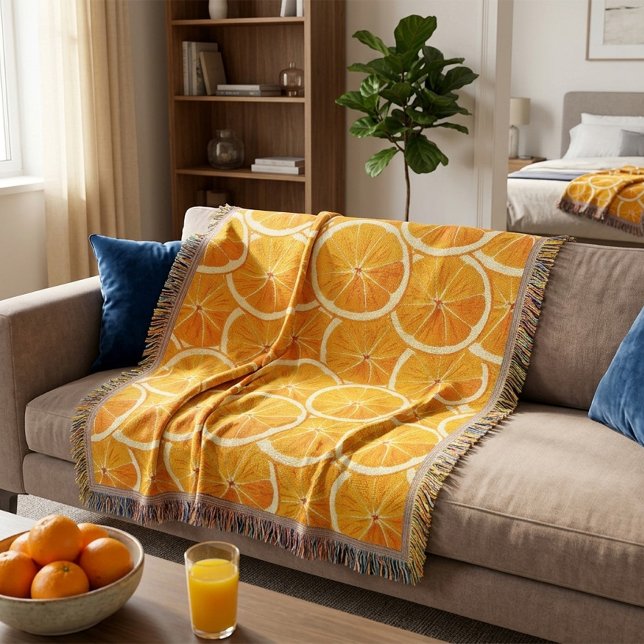 Couvertures jetées tranches de citrus orange  (Créateur téléchargé)