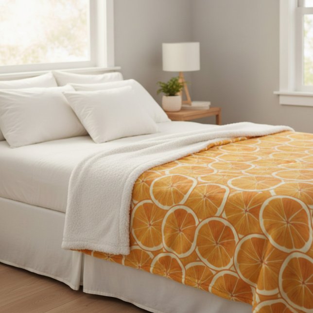 Couvertures jetées tranches de citrus orange  (Créateur téléchargé)