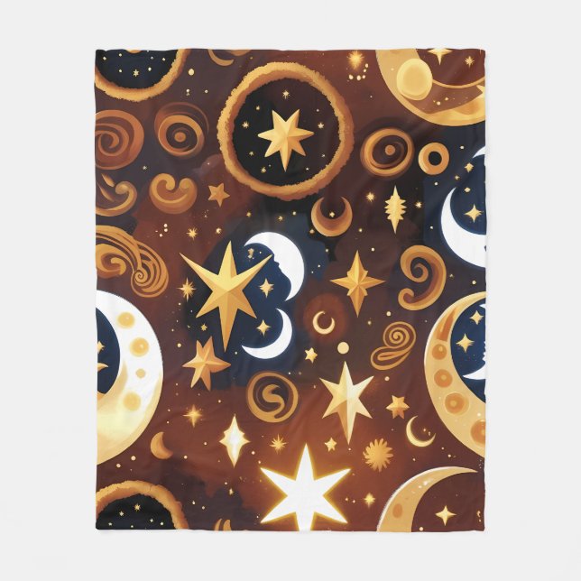 Couvertures – Motif Lune Céleste Ocre Doré (Devant)