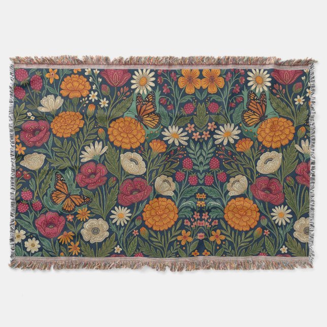 Couvertures Papillons Floraux Indiens Abstraits (Devant)