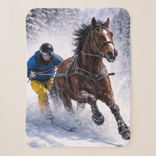 Couvertures Sherpa Décor Maison Cheval Hiver (Devant)