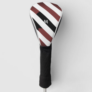 Couvre-club De Golf 7 Option Maroon & Black Stripes Monogramme moderne