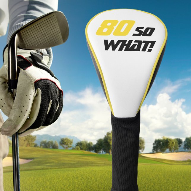 Couvre-club De Golf 80e anniversaire Motivationnel moderne Jaune Noir (Créateur téléchargé)