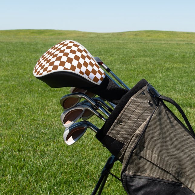 Couvre-club De Golf à damiers Brown et blanc (In Situ)