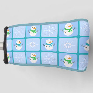 Couvre-club De Golf À damiers hiver bonhomme de neige motif et flocons