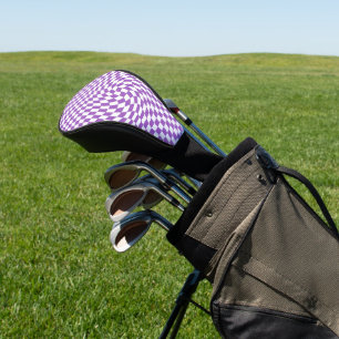Couvre-club De Golf À damiers tableau de bord pourpre et blanc