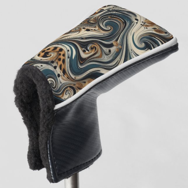 Couvre-club De Golf Abstract Leopard Print Swirl (Devant 3/4)