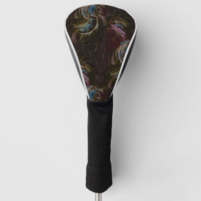 Couvre-club De Golf Abstrait atomique noir rétro (Devant)