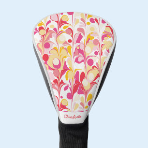 Couvre-club De Golf Abstrait Motif rétro rose personnalisé