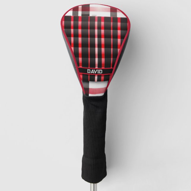 Couvre-club De Golf Abstraite Rouge Noir Plaid Collection moderne (Devant)