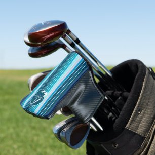 Couvre-club De Golf Accessoires de golf rayés personnalisés bleus